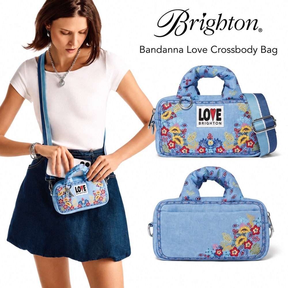 Brighton Blue Bandanna Love Crossbody Bag D30340